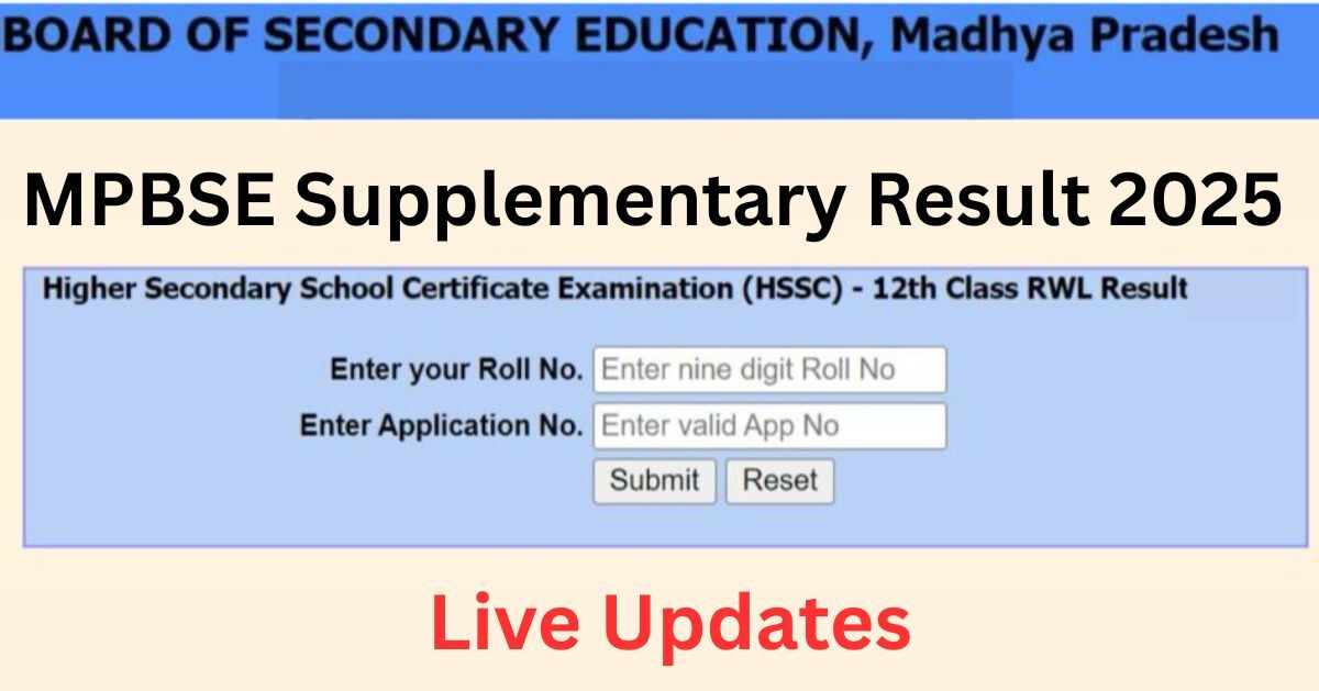 MP Board 10th & 12th Supplementary Result 2025 Declared - Check Seat Allotment List mp board supplementary result 2025