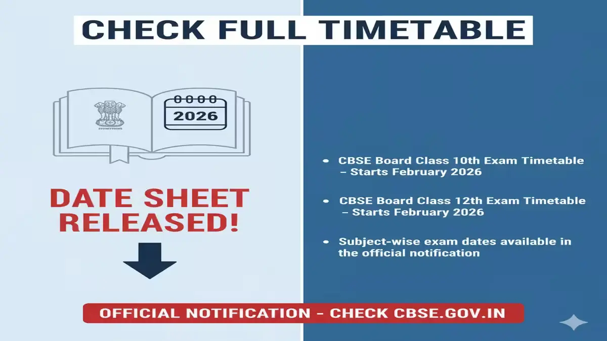 Check Full Timetable CBSE Board