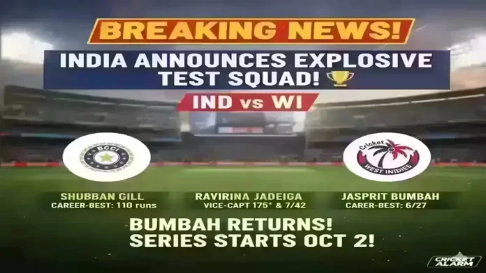 India Announces Test Squad for IND vs WI