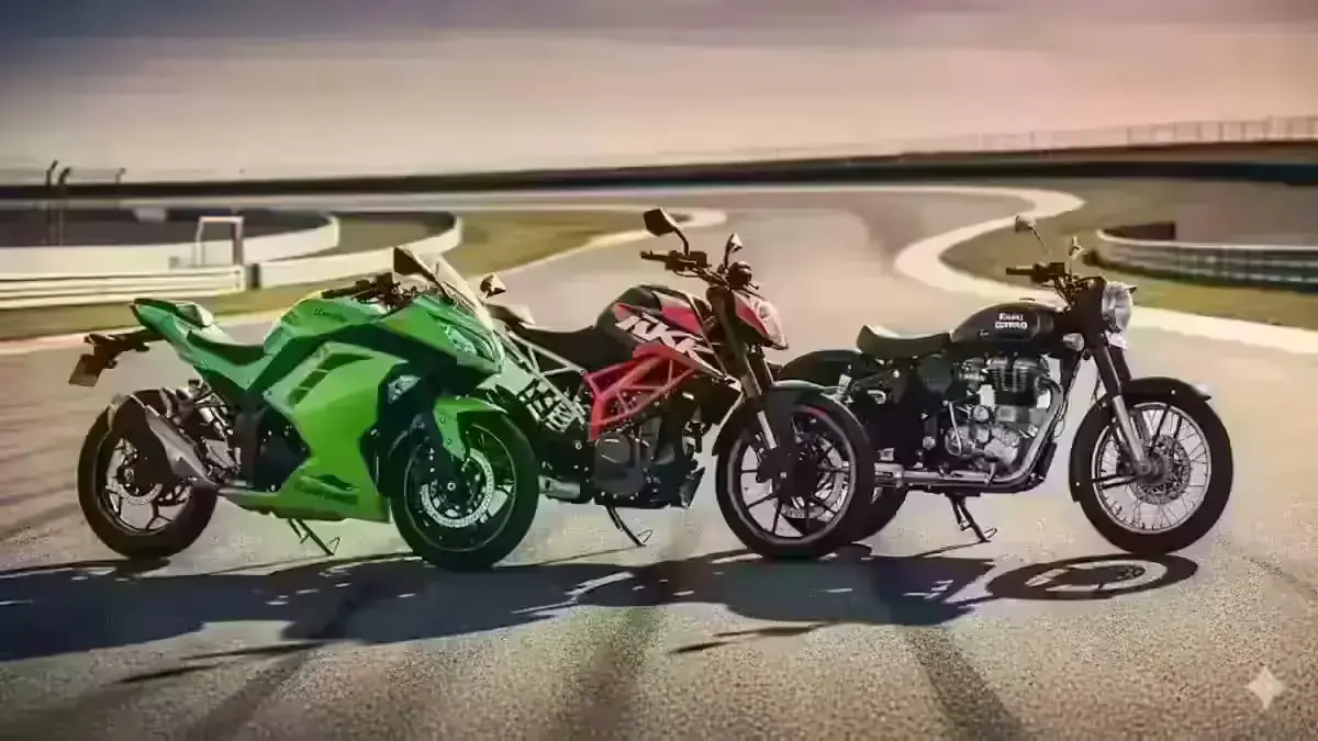 Kawasaki Ninja 300, KTM Duke 250, and Royal Enfield Bullet