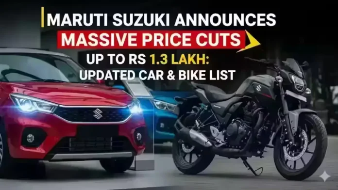 Maruti Suzuki Announces Massive Price Cuts Up to Rs 1.3 Lakh - Updated Car & Bike List