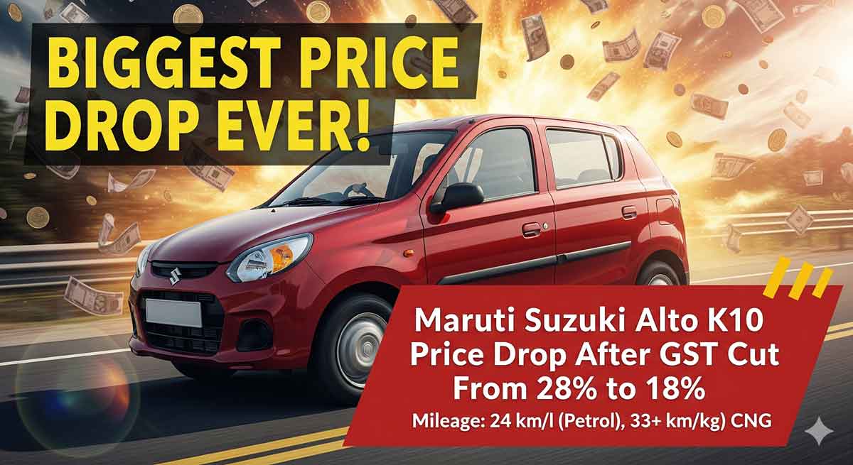 Maruti Suzuki Alto K10 Price Drop After GST Cut – Mileage & Features