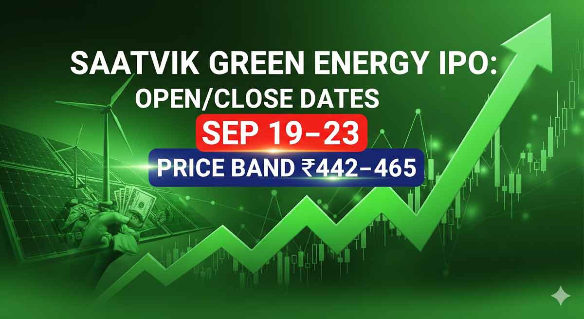 Saatvik Green Energy IPO: Open/Close Dates Sep 19–23 and Price Band ₹442–465