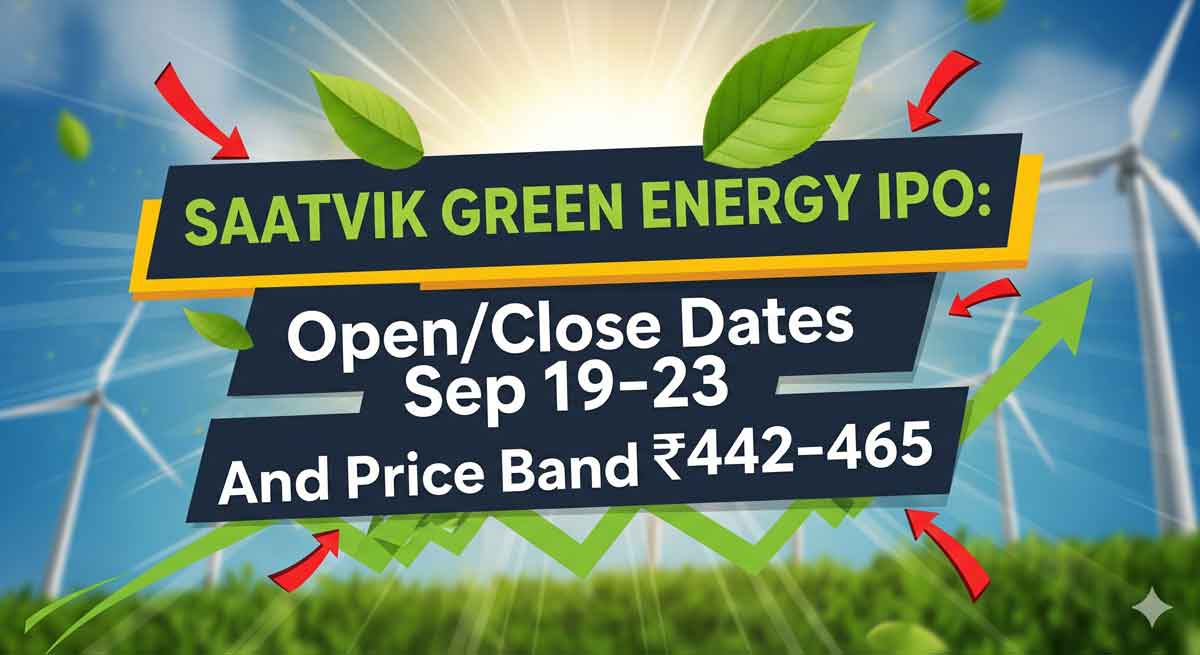 Saatvik Green Energy IPO: Open/Close Dates Sep 19–23 and Price Band ₹442–465