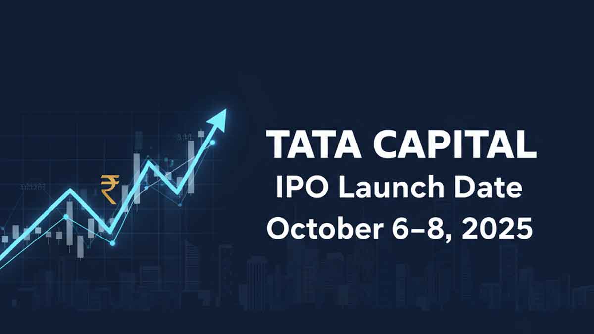 Tata Capital IPO Launch Date — IPO Total Amount, Lot Size & What Investors Should Know Generate a wide promotional banner image in 16:9 aspect ratio for "Tata Capital IPO Launch Date October 6–8, 2025".