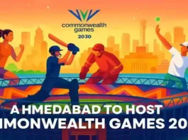 Ahmedabad stadium with athletes for 2030 Commonwealth Games