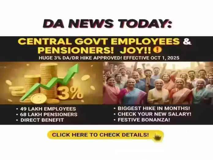 3% hike in Dearness Allowance (DA) and Dearness Relief (DR)