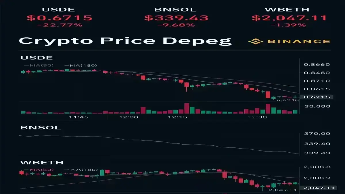 Price chart showing Binance depeg for USDE and BNSOL
