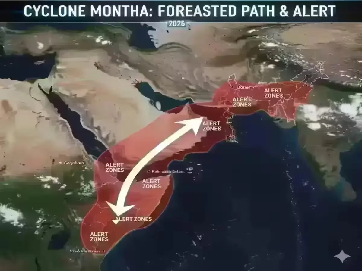 Cyclone Montha live path map India.