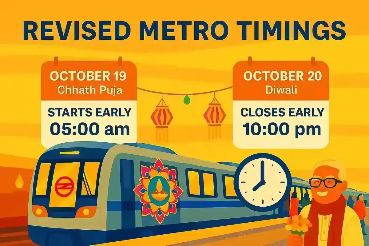 Plan Your Diwali Travel: Delhi Metro Announces Special Timings for October 19–20 Delhi Metro Diwali 2025 Timings