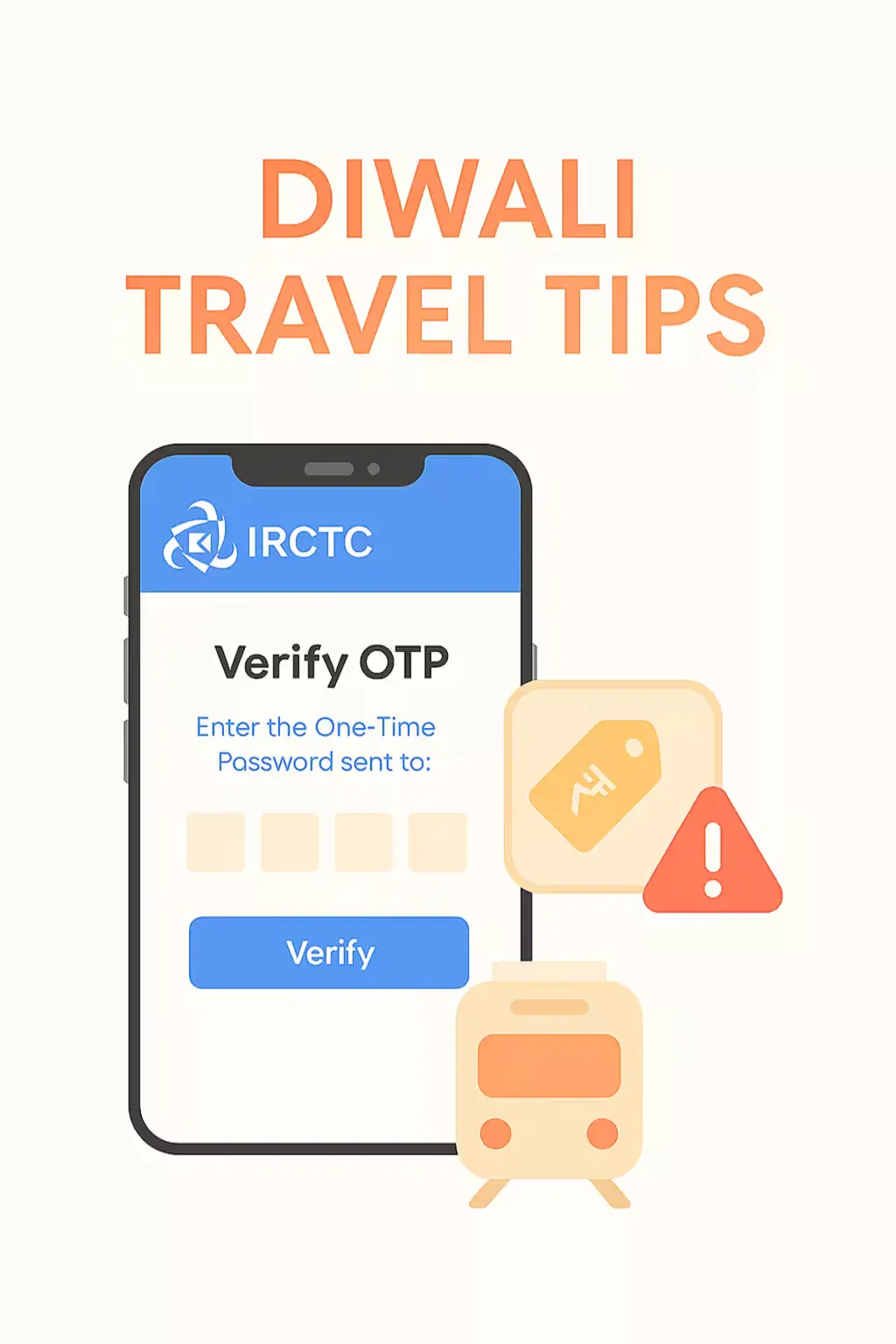 IRCTC Ticket Updates: Avoid Fake Agents and Train Ticket Scams This Diwali Infographic showing IRCTC Diwali travel tips, offers, and live updates