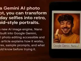 Gemini AI photo prompt creating retro polaroid-style portrait