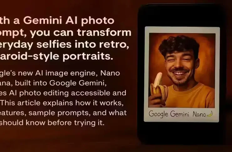 Gemini AI photo prompt creating retro polaroid-style portrait
