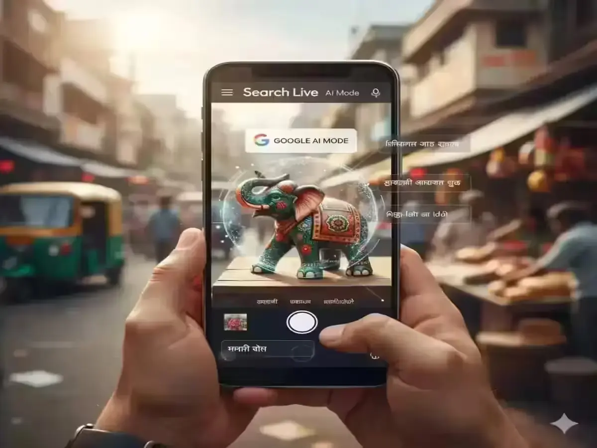 AI Mode Comes Alive: Google Rolls Out in 7 Indian Languages Google Search Live demo showing AI Mode in use on a phone