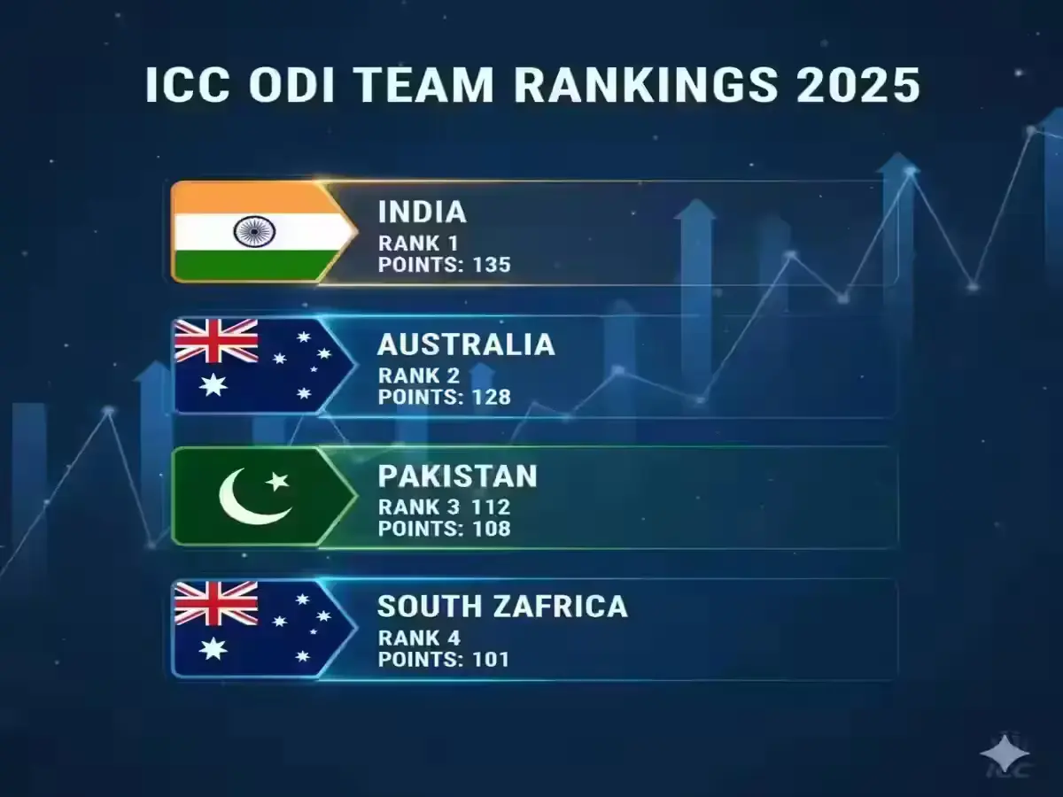 Rohit Sharma Becomes No.1 ODI Batsman in 2025 - Full ICC Batting & Team Rankings ICC ODI Team Rankings 2025 points table