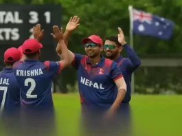 Nepal players celebrate win in World T20 Qualifier 2025