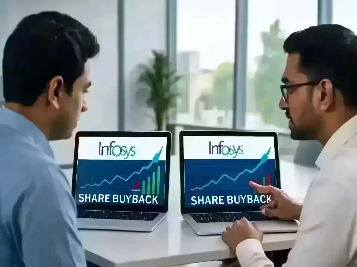 Infosys Buyback And IT Sector Mood: From Infosys To TCS And HCL Investors analyzing Infosys share buyback and rising stock chart