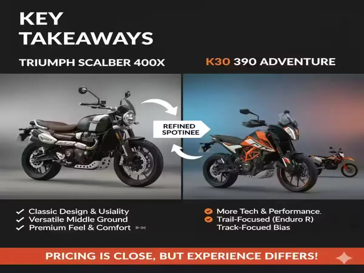 Key Takeaways Triumph Scrambler 400X and KTM 390 Adventure