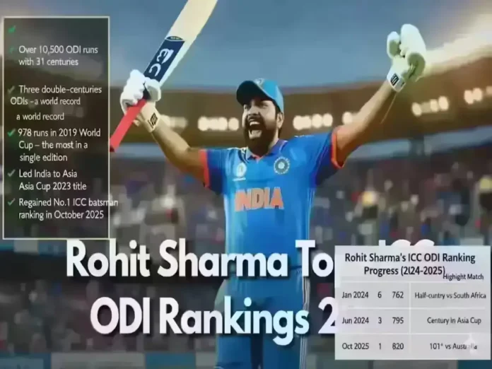 Rohit Sharma No.1 in ICC ODI Rankings 2025 with leaderboard