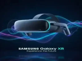 Samsung Galaxy XR Headset – The first Android XR headset in a futuristic design poster.