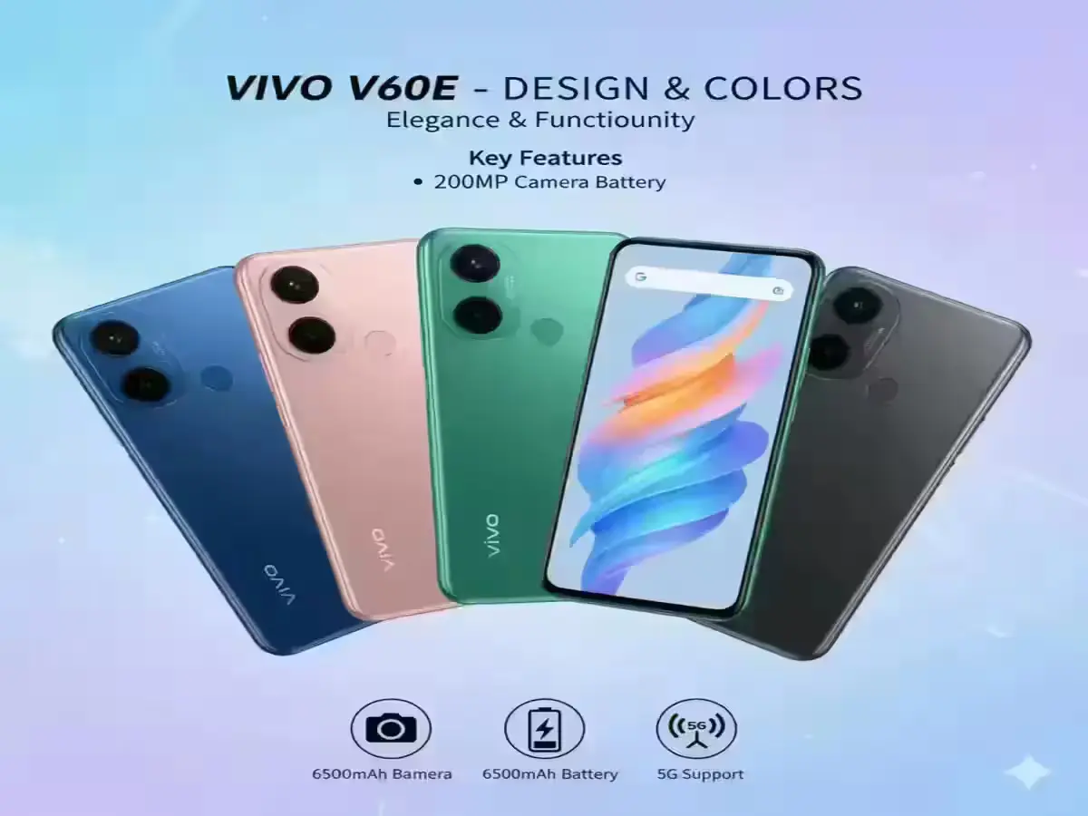 Vivo V60e features a sleek, modern design with a large, edge-to-edge display