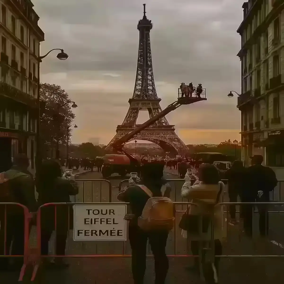 Eiffel Tower to Be Demolished? Separating Fact from Rumour Tourists observing the closed Eiffel Tower from a Paris street