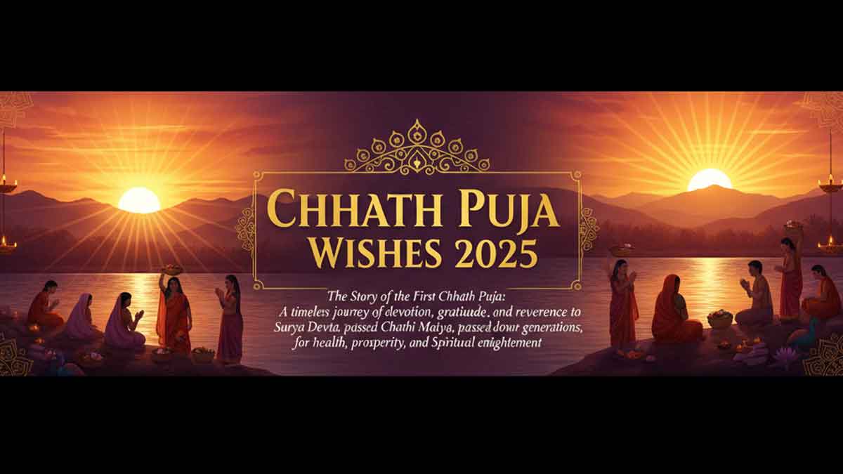 Chhath Puja Wishes 2025: Sunset Today 27/10/2025, Sunrise Tomorrow 28/10/2025 & The Story of Who Performed the First Chhath Puja Chhath Puja Wishes 2025: Sunset Today 27/10/2025, Sunrise Tomorrow 28/10/2025 & The Story of Who Performed the First Chhath Puja