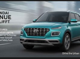 Generate a wide promotional banner image in 16:9 aspect ratio for "Hyundai Venue Facelift Spotted in India: Features, Price and Launch Date".