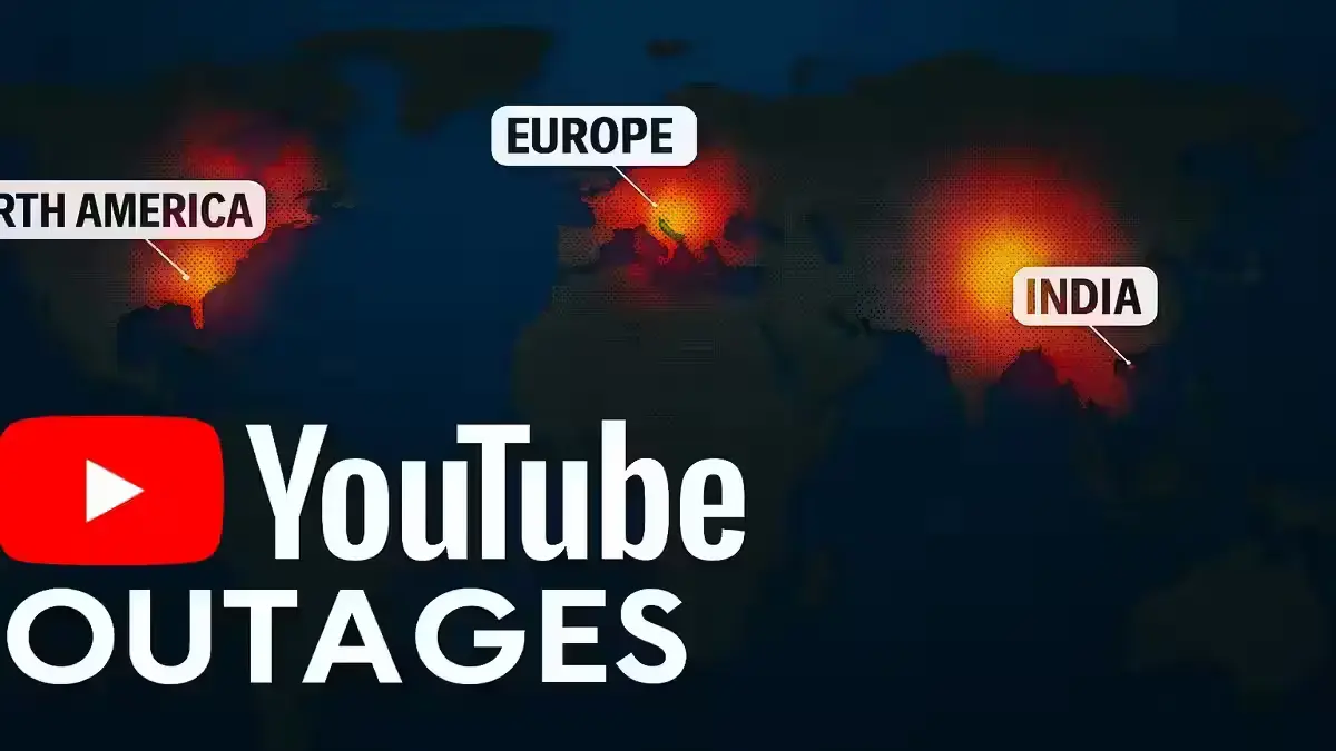 Is YouTube Down Right Now? Reports Pour In Across U.S. and India YouTube global outage map showing affected regions.