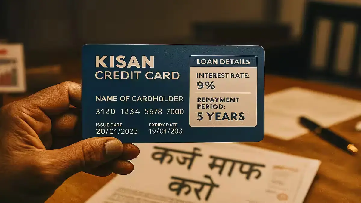 Close-up of Kisan Credit Card showing repayment terms and interest rates