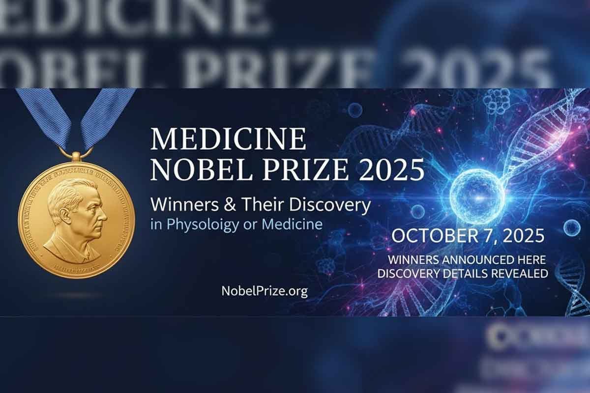 Generate a wide promotional banner image in 16:9 aspect ratio for "Medicine Nobel Prize 2025: Winners & Their Discovery in Physiology or Medicine".