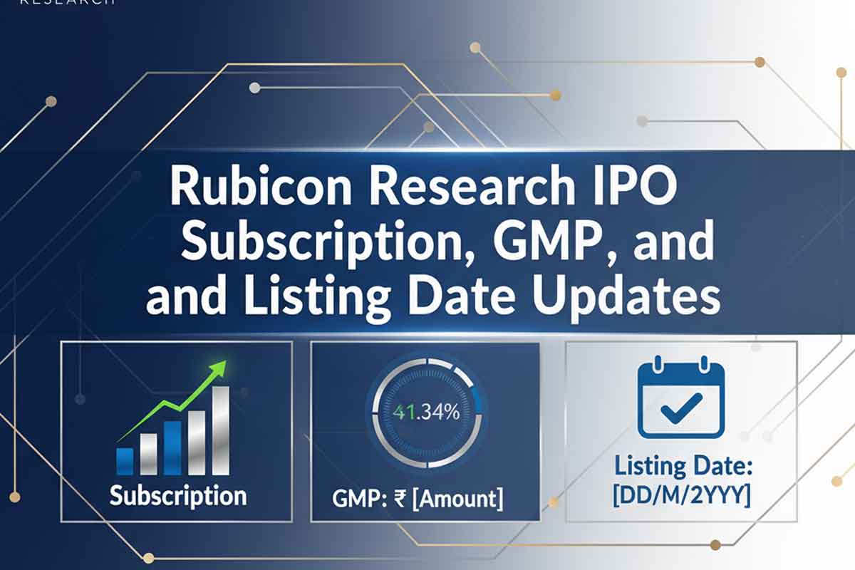 Rubicon Research IPO Subscription, GMP, and Listing Date Updates Generate a wide promotional banner image in 16:9 aspect ratio for "Rubicon Research IPO Subscription, GMP, and Listing Date Updates".