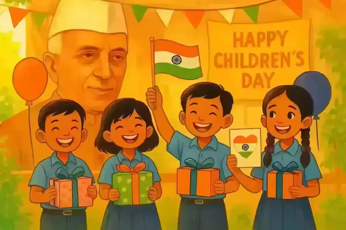 Indian school children celebrating Children's Day 14 November