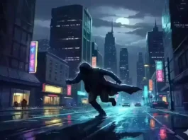 Suspenseful action scene in a modern city at night representing Family Man Season 3