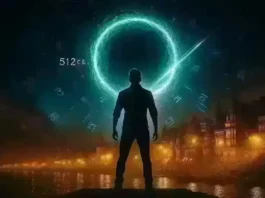 varanasi movie clickbait poster with time travel theme and mahesh babu silhouette