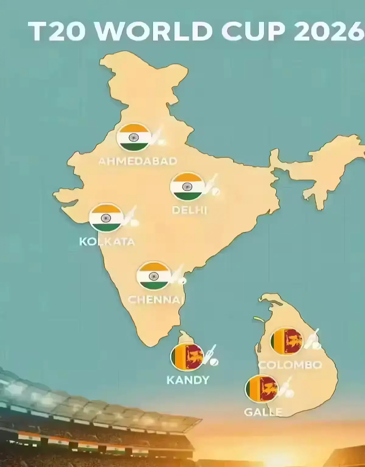Indian and Sri Lankan cities shortlisted for T20 World Cup 2026