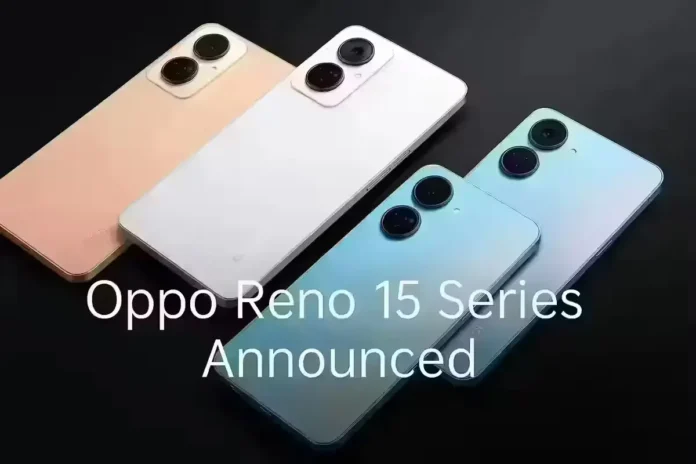 Oppo Reno 15 Series lineup with Reno 15, Reno 15 Pro, and Reno 15 Mini highlighted