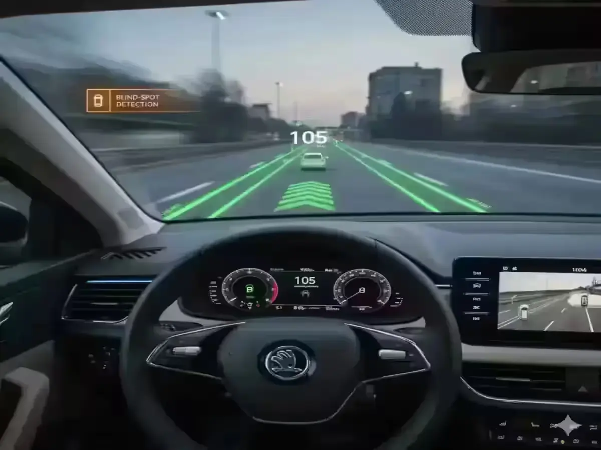 Inside the 2026 Skoda Kushaq Facelift: ADAS, 360° Camera & Updated Styling Skoda Kushaq Facelift ADAS features including lane assist and adaptive cruise control