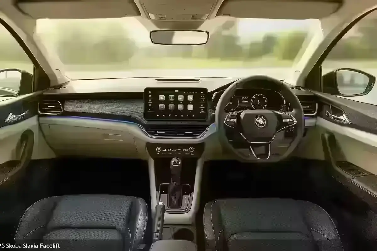 Skoda Slavia Facelift: New Facelift Launch Timeline, Big Changes Over the Skoda Slavia, Expected Price And More Skoda Slavia Facelift interior featuring updated dashboard and infotainment