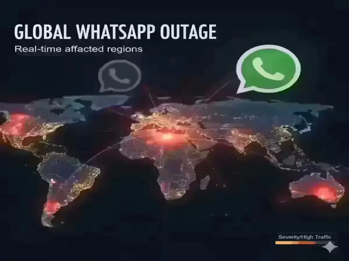WhatsApp Web Down? What’s Causing the Outage Now Global map showing WhatsApp Web outage impact