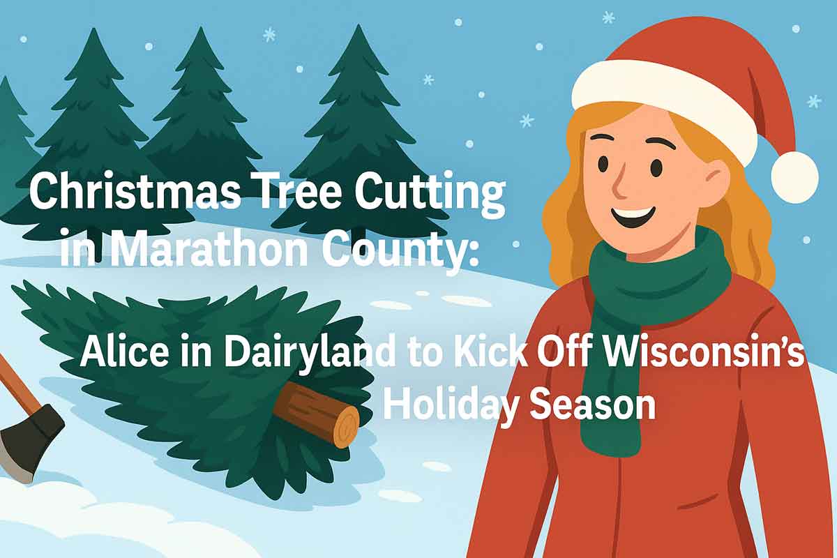 Christmas Tree Cutting in Marathon County: Alice in Dairyland to Kick Off Wisconsin’s Holiday Season Christmas Tree Cutting in Marathon County: Alice in Dairyland to Kick Off Wisconsin’s Holiday Season