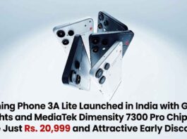 Nothing Phone 3A Lite Launched in India with Glyph Lights and MediaTek Dimensity 7300 Pro Chipset, Price Just Rs. 20,999 and Attractive Early Discounts