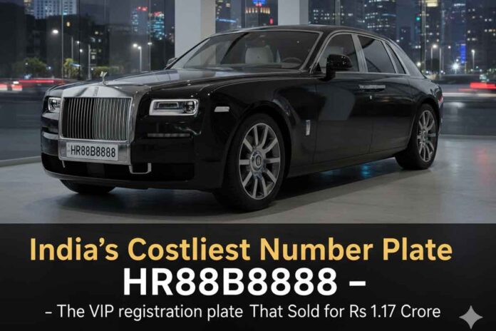 India’s Costliest Number Plate HR88B8888 – The VIP registration plate That Sold for Rs 1.17 Crore