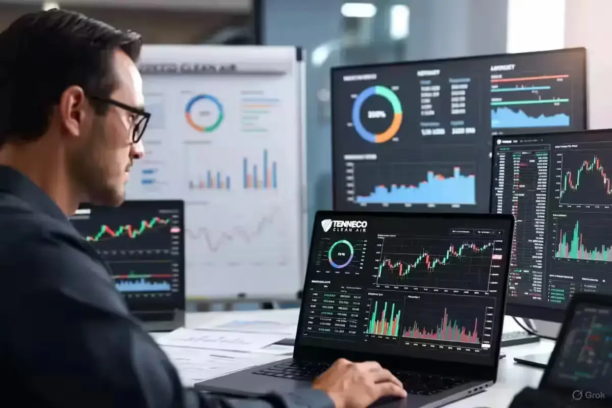 Investor checking Tenneco Clean Air stock price after IPO listing