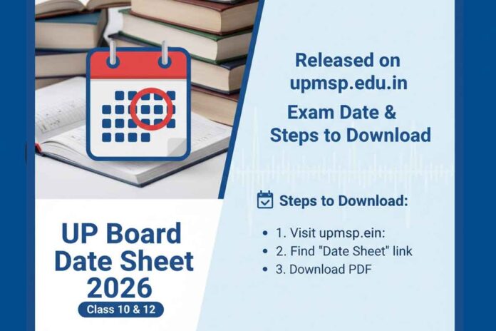 UP Board Date Sheet 2026 for Class 10 & 12 Released on upmsp.edu.in – Exam Date & Steps to Download
