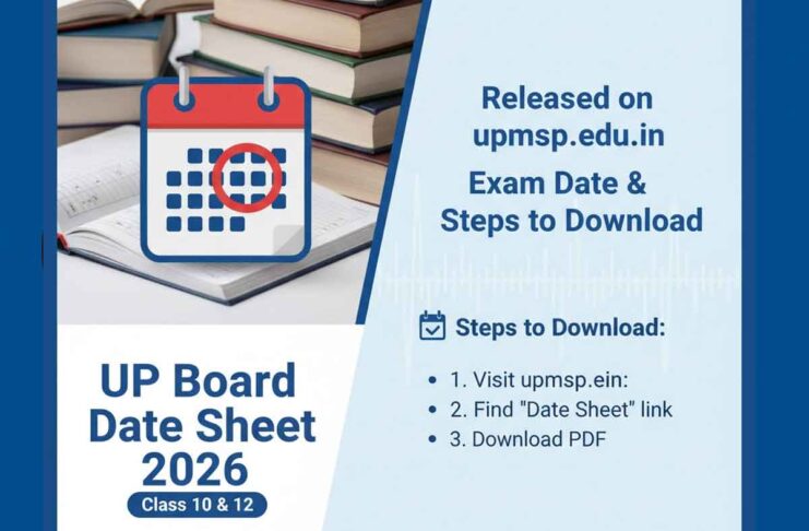 UP Board Date Sheet 2026 for Class 10 & 12 Released on upmsp.edu.in – Exam Date & Steps to Download