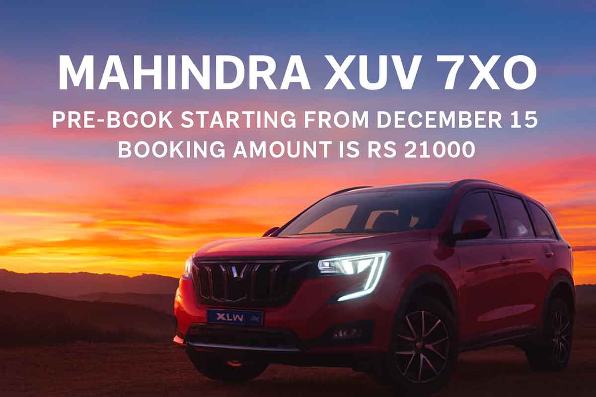 Mahindra XUV 7XO Pre-Book Starting From December 15, Booking Amount is Rs. 21000 – Find Booking Details here Mahindra XUV 7XO Pre-Book Starting From December 15, Booking Amount is Rs. 21000 – Find Booking Details here