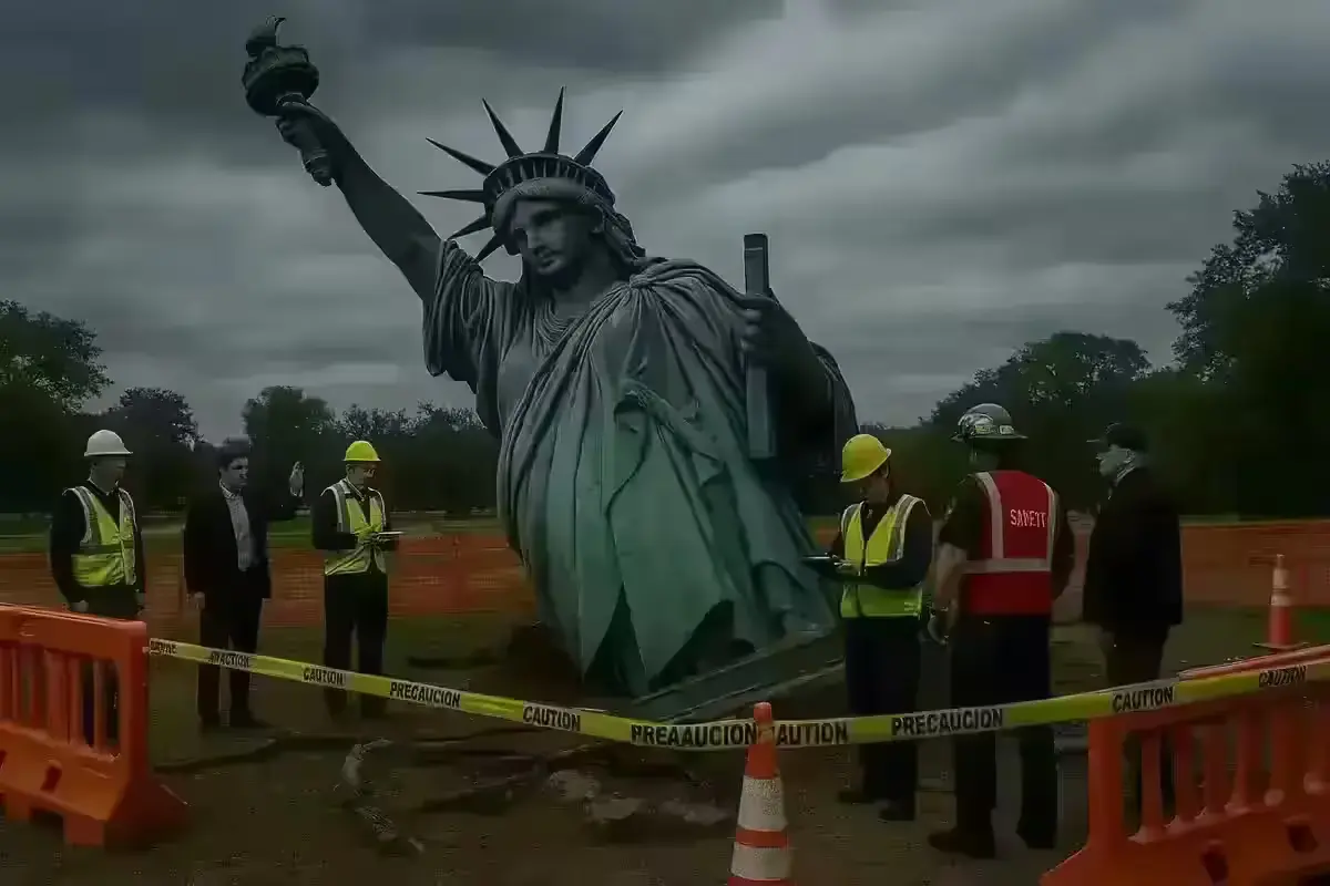 Authorities inspect statue of liberty collapse site in southern Brazil