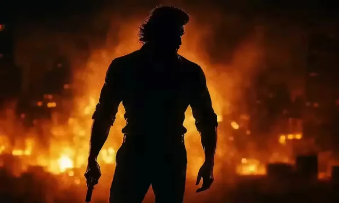 Dhurandhar movie action drama poster-style hero silhouette