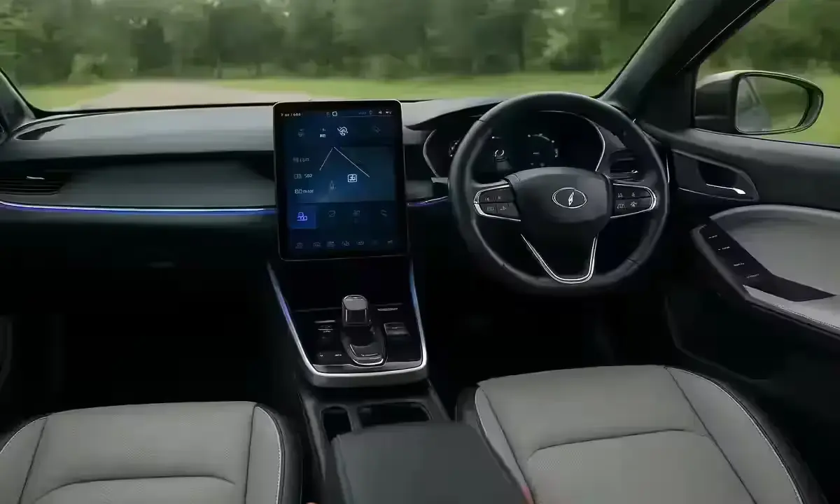 Electric SUV interior showing EV features and premium technology